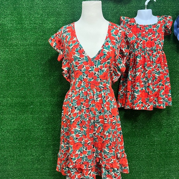 Pat Pat red floral matching mommy & me dresses size toddler 4-5T and women’s XL - Picture 7 of 8